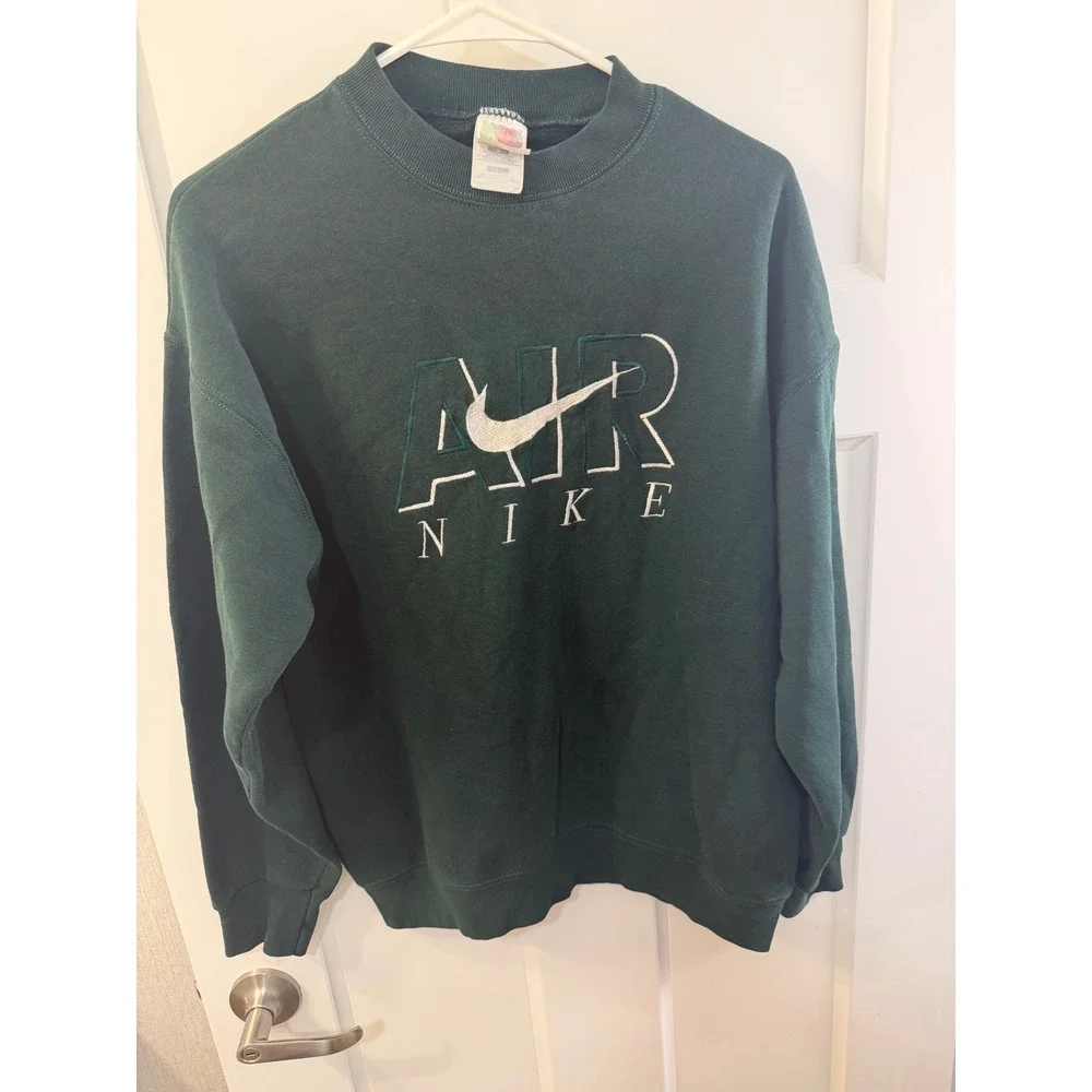 Vintage Nike Air Embroidered Sweatshirt Hunter Green Fruit of the Loom Large